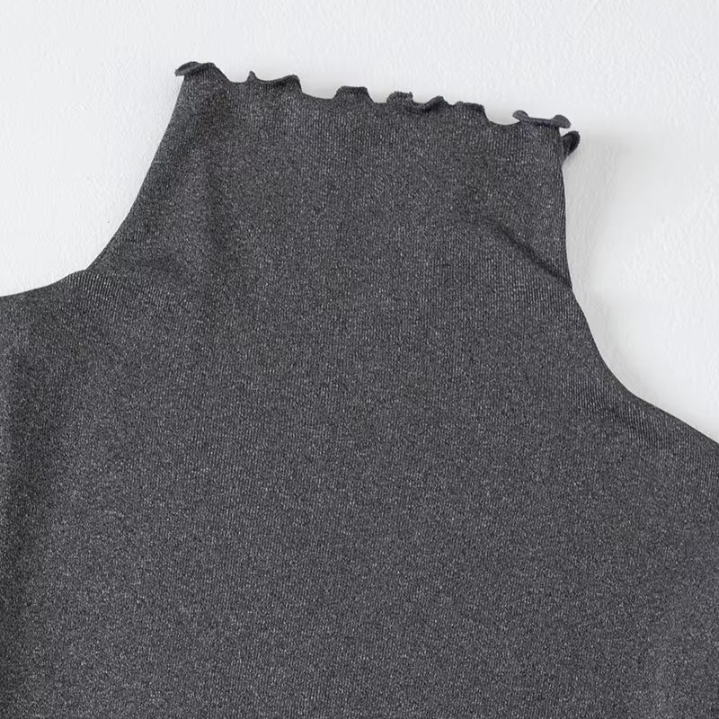 3/1 Piece Autumn and Winter Women'S Fashionable Versatile High Neck Top with Fungus Edge Comfortable and Versatile Warm T-Shirt