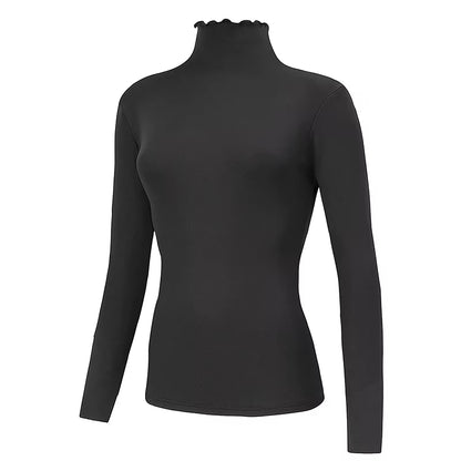 3/1 Piece Autumn and Winter Women'S Fashionable Versatile High Neck Top with Fungus Edge Comfortable and Versatile Warm T-Shirt