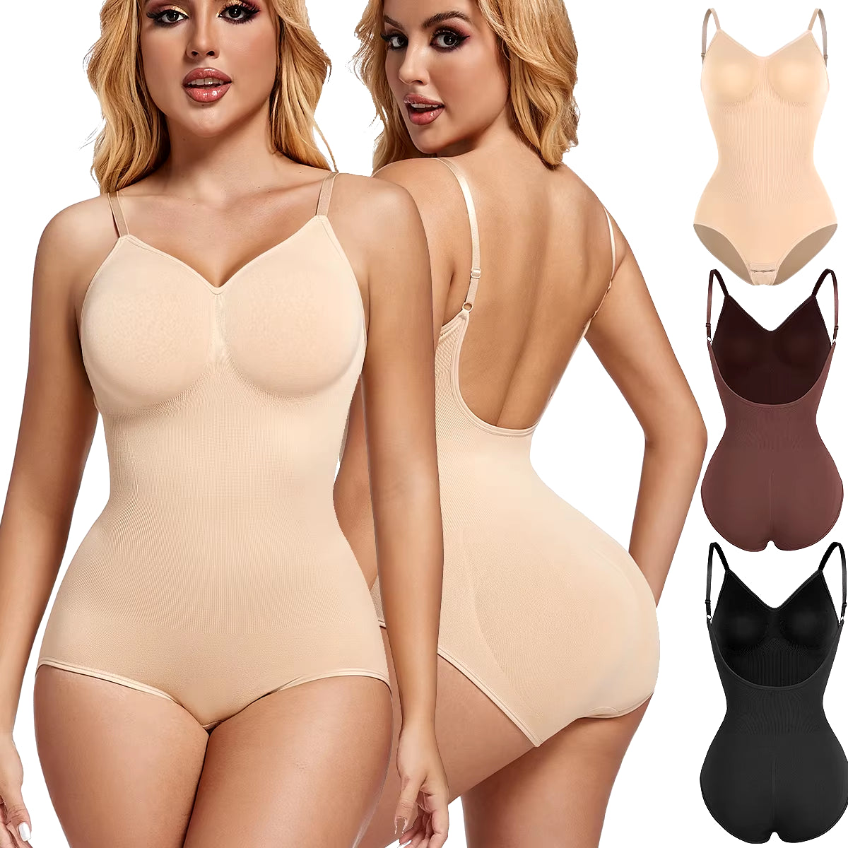 Low Back Bodysuits Shapewear for Women Open Crotch Body Shaper Sexy Tummy Control Push up Corset Tank Top Backless Underwear