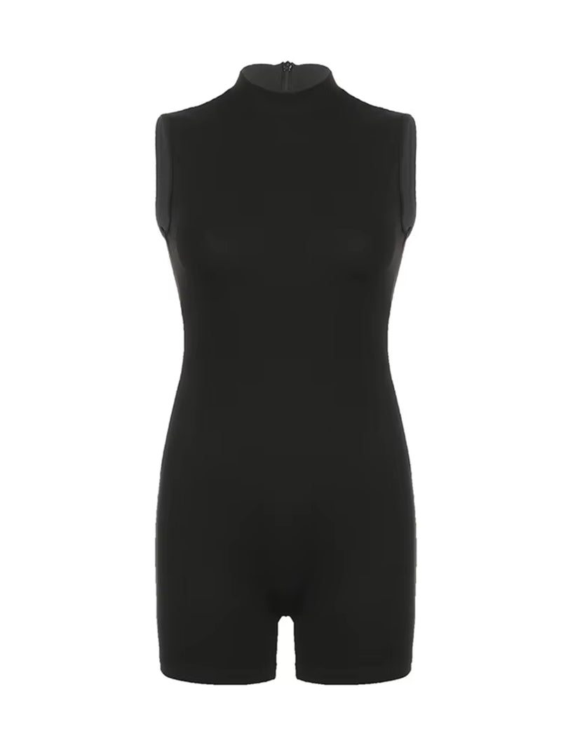 Women'S Sports Jumpsuit Invisible Zipper Sleeveless High Street Rompers Basic All-Match Female Summer Playsuit 2023