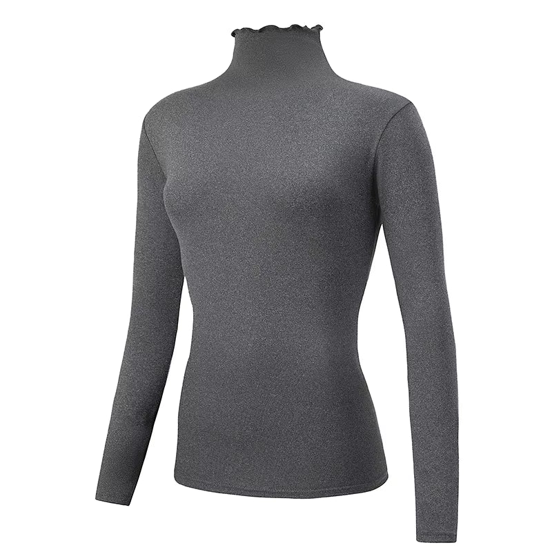 3/1 Piece Autumn and Winter Women'S Fashionable Versatile High Neck Top with Fungus Edge Comfortable and Versatile Warm T-Shirt