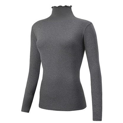 3/1 Piece Autumn and Winter Women'S Fashionable Versatile High Neck Top with Fungus Edge Comfortable and Versatile Warm T-Shirt